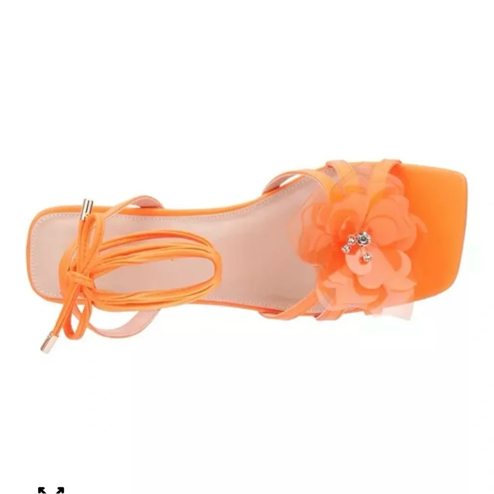 Orange Strappy Heeled Sandals - Picture 2 of 5